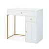 Makeup Vanity Desk With Lighted Mirror, Luxury Dressing Table With 2 Drawers And 1 Cabinet, 3 Lighting Modes Available For Bedroom - White / Gold - Image 16