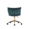 Office Desk Chair, Upholstered Home Office Desk Chairs With Adjustable Swivel Wheels, Ergonomic Office Chair For Living Room, Bedroom, Office, Vanity Study - Emerald - Image 5
