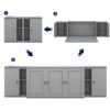 Queen Size Murphy Bed With Shelves, Cabinets And USB Ports - Gray - Image 12