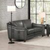 Belfast-Top Grain Leather Loveseat - Gun Ash - Image 2
