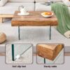 Style Square Coffee Table With Tempered Glass Legs Density Board Sticker - Natural Wood / Transparent - Image 10