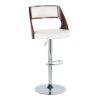 Cecina - Mid-Century Modern Adjustable Height Barstool With Swivel With Oval Footrest (Set of 2) - Chrome / Cherry / White - Image 2