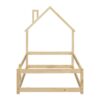 Twin Size Wood Bed With House Shaped Headboard Floor Bed With Fences - Natural - Image 10