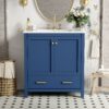 Bathroom Vanity With Single Sink, Combo Cabinet Undermount Sink, Bathroom Storage Cabinet With 2 Doors And A Drawer, Soft Closing, Multifunctional Storage, Solid Wood Frame - Blue - Image 4