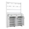 Minimalist 4 Door Shoe Cabinet With Coat Rack, Spacious Top, 3 Drawers, 8 Shelves, Metal Hooks And Handles For Hallway - White - Image 12