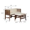 Contemporary 3 Piece Modular Acacia Wood Left And Right Arm Chairs And Ottoman - Dark Brown - Image 5