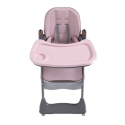 Adjustable Baby High Chair 0 - 6 Years, Portable Infant Feeding Seat With Safety Belt, Silent Lockable Wheels - Pink