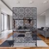 Outdoor & Indoor Privacy Screen Metal Privacy Screen Freestanding Decorative Privacy Screen Steel - Black - Image 7