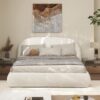Archie Puffy Grounded - Queen Upholstered Platform Bed - Almond White - Image 8