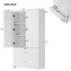 Tall Bathroom Storage Cabinet, With Two Doors And Drawers, Adjustable Shelf, MDF Board - White - Image 6