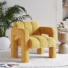 31.10" Wide Boucle Upholstered Accent Chair - Yellow - Image 2