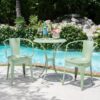 Ambrosia - 3 Piece Bistro Set With Leaf Motifs Top And Seat - Green - Image 4