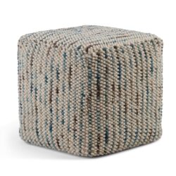 Zoey - Woven Cube Pouf - Silver
