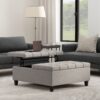 Harrison - Large Square Coffee Table Storage Ottoman - Gray - Image 5