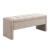 Modern Bed End Bench With Storage, Upholstered Large Foot Rest Stool, Comfy Window Vanity Bench For Living Room, Dorm, Coffee Table, Linen - Gray Brown - Image 5