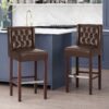 Modern Minimalist Metal Leg Bar Stool - Dark Brown - Image 4