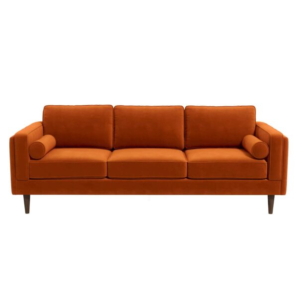 Amber - Mid-Century Modern Luxury Modern Velvet Sofa - Brown / Burnt Orange