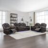 3 Pieces Recliner Sofa Sets Home Theater Seating Manual Recliner Chair With Center Console And Led Light Strip For Living Room - Brown - Image 10