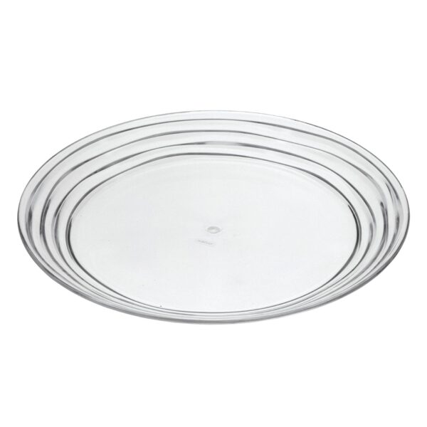 Designer Swirl 12" Acrylic Dinner Plates (Set of 4) Crystal Clear Reusable Unbreakable Plates - Clear