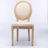 French Style Solid Wood Frame Antique Painting Linen Fabric Back Dining Chair (Set of 2) - Beige - Image 2