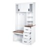 Modern Entryway Bench With Coat Rack, 3 Shelves And Drawers, 3 Sturdy Hooks, Wide Hall Tree With Storage Bench For Hallway - White - Image 10
