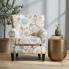 Upholstered Chair With Floral Pattern Design And Solid Wood Legs - Multi Color - Image 6