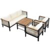 4 Pieces Outdoor Sectional Sofa Set 5 Person Patio Seating Group Outdoor Conversation Set With Cushions And A Coffee Table For Patios, Gardens, Or Balcony - Beige - Image 23