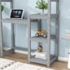 House-Shaped Wooden Writing Desk, Kids Study Table, Bookshelf & Toy Storage - Gray - Image 4