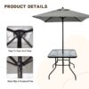 Outdoor Patio Dining Set For 4 People, Metal Patio Furniture Table And Chair Set With Umbrella - Black - Image 4
