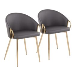 Claire - Contemporary / Glam Chair (Set of 2) - Gold / Gray