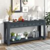 Hearth & Haven Clara - Console Table With Storage Drawers And Bottom Shelf Navy - Navy - Image 2