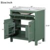 Bathroom Vanity With Ceramic Sink, Modern Single Bathroom Cabinet With 2 Doors And A Shelf, Soft Close Doors - Green - Image 11