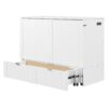 Full Size Murphy Bed With Drawer And A Set Of Sockets & USB Ports, Pulley Structure Design - White - Image 8
