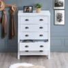 Safari - 5 Drawer Chest With Interlock Drawer Feature Drawer Slide And Interlock Pre-Assembly, Drawer Chest For Closet Tall Dressers For Bedroom Clothes Organizer Tool - Classic White - Image 2