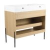 Modern 36" Bathroom Vanity Combo With Single Resin Sink And Storage Cabinet - Oak - Image 12