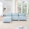 3 Seater Chenille Sofa With Movable Ottomans High Resilience Sponge Easy Install - Sky Blue - Image 20