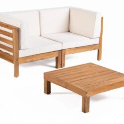 Oana - 3 Piece Love Seat Set With Coffee Table - Beige