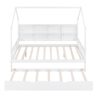 Full Size House Bed With Trundle, Kids Bed With Shelf - White - Image 7