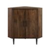 Contemporary 2 Door Mixed-Material Corner Accent Cabinet - Dark Walnut - Image 2