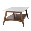 Mid - Century Modern Coffee Table Lower Shelf - Off White / Pecan - Image 8