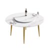 59.05" Modern Artificial Stone Round Golden Metal Dining Table, Can Accommodate 6 People Artificial Stone Turntable - White / Gold - Image 8