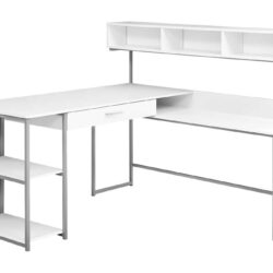 Computer Desk, Home Office, Corner, Storage Drawers, L Shape, Laptop, Elegant Design - White