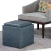 Rockwood - Cube Storage Ottoman With Tray - Denim Blue - Image 8