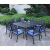Square 8 Person 63.98" Long Dining Set With Navy Blue Cushions - Antique Navy Blue - Image 6