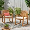 Della - Wood Armchair (Set of 2) Outdoor Dining Chairs - Cream - Image 7