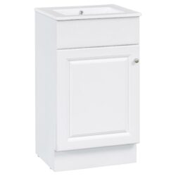 18" Bathroom Vanity With Sink, & Ceramic, Adjustable Shelf - White
