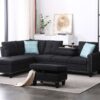 Alger - 98" Wide Left Hand Facing Sofa & Chaise With Ottoman - Charcoal Gray - Image 13
