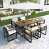 7 Pieces Outdoor Dining Set Patio Dining Table And Chair Set With And Removable Cushions For Patio, Backyard, Garden - Beige - Image 8