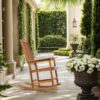 Acacia Indoor Rocking Chair, Outdoor Solid Patio Furniture New Style - Light Brown - Image 14