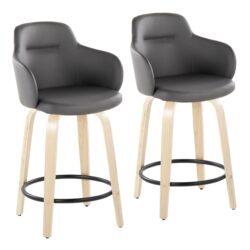 Boyne - Contemporary Fixed Height Counter Stool With Swivel (Set of 2) Round Footrest - Natural / Gray